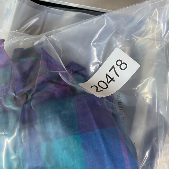 New Pazzle Blouse Women L Large Blue Plaid Sleeveless Wide Strap Round Neck - Picture 10 of 10